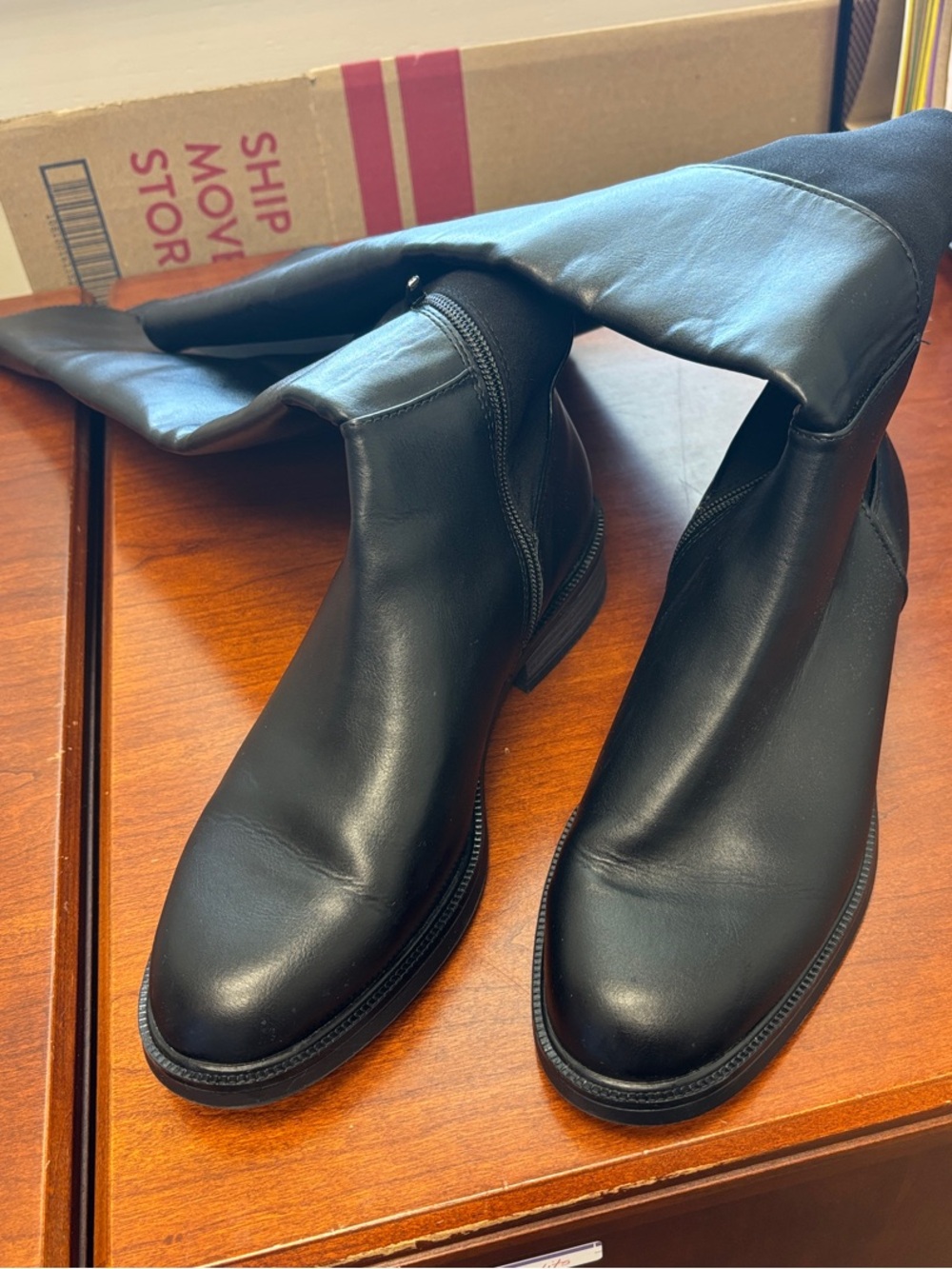 Women's Over-the-Knee Black Leather Boots